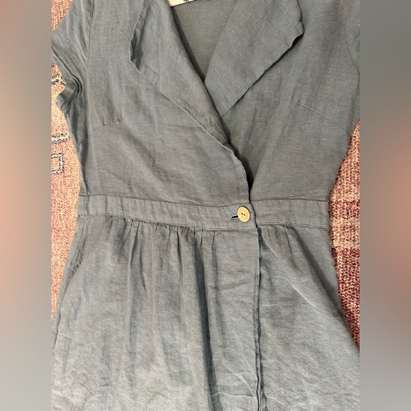 Yuvita linen collared maxi wrap dress size medium in grey green - Picture 6 of 16